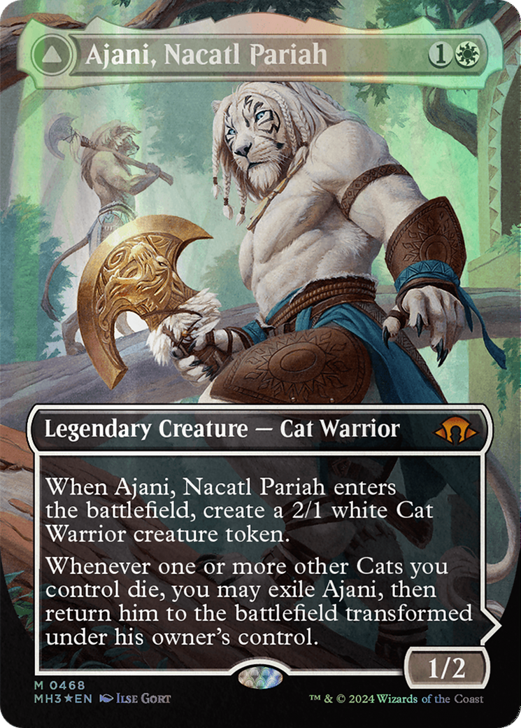 Ajani, Nacatl Pariah // Ajani, Nacatl Avenger (Borderless) (Textured Foil) [Modern Horizons 3] | Odin's Place