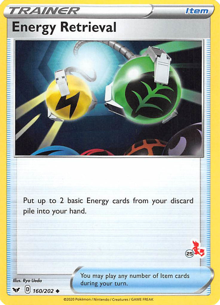 Energy Retrieval (160/202) (Cinderace Stamp #25) [Battle Academy 2022] | Odin's Place