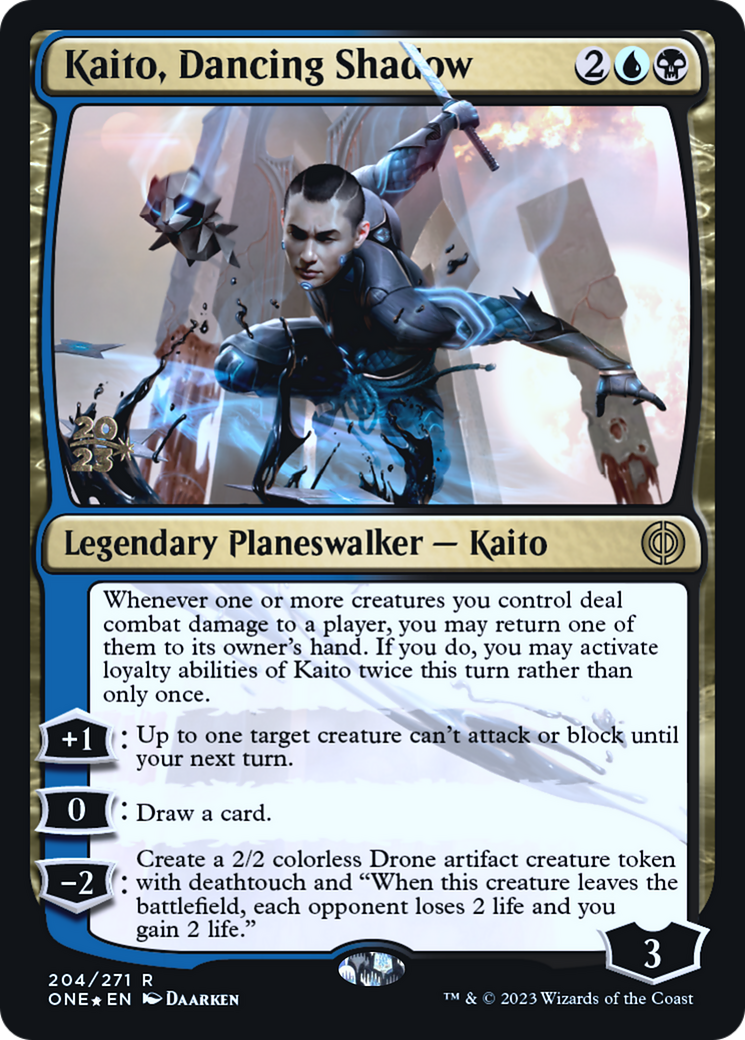 Kaito, Dancing Shadow [Phyrexia: All Will Be One Prerelease Promos] | Odin's Place