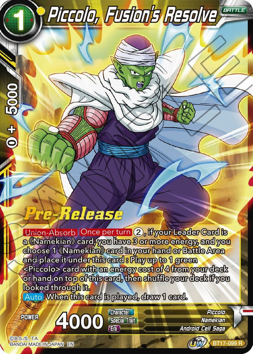 Piccolo, Fusion's Resolve (BT17-099) [Ultimate Squad Prerelease Promos] | Odin's Place