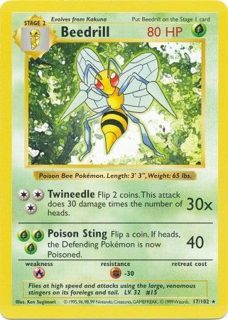 Beedrill (17/102) [Base Set Shadowless Unlimited] | Odin's Place