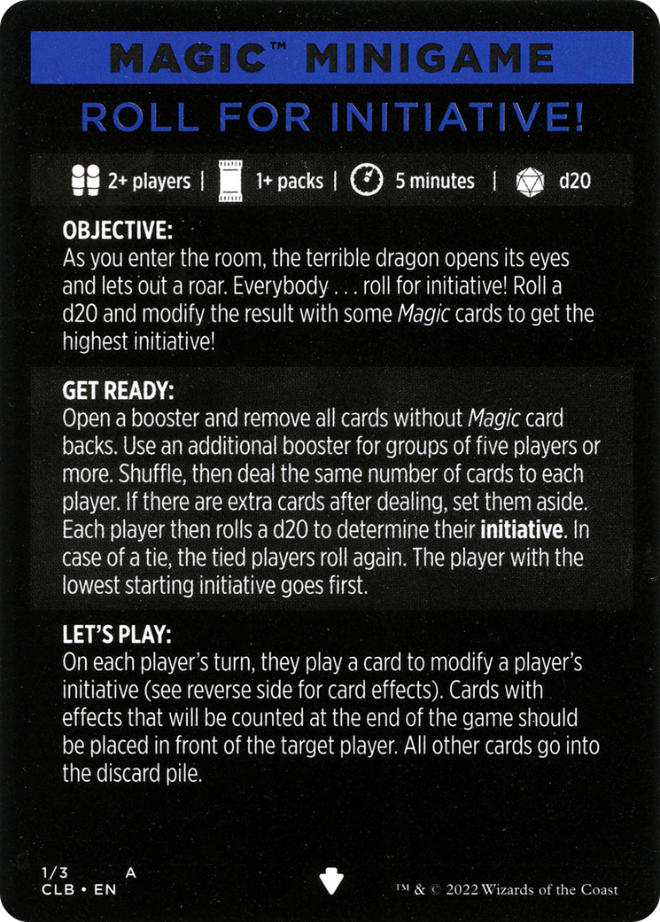 Roll for Initiative! (Magic Minigame) [Commander Legends: Battle for Baldur's Gate Minigame] | Odin's Place