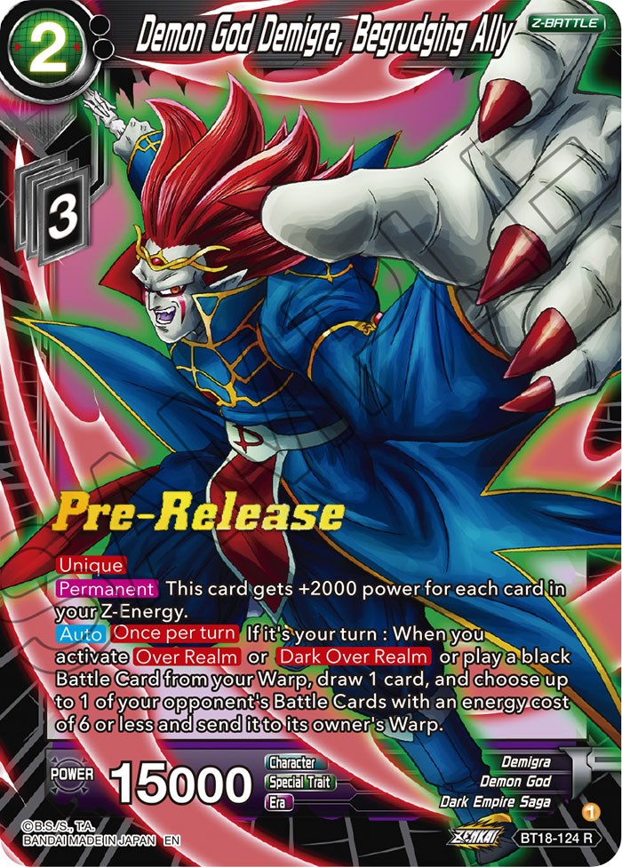 Demon God Demigra, Begrudging Ally (BT18-124) [Dawn of the Z-Legends Prerelease Promos] | Odin's Place