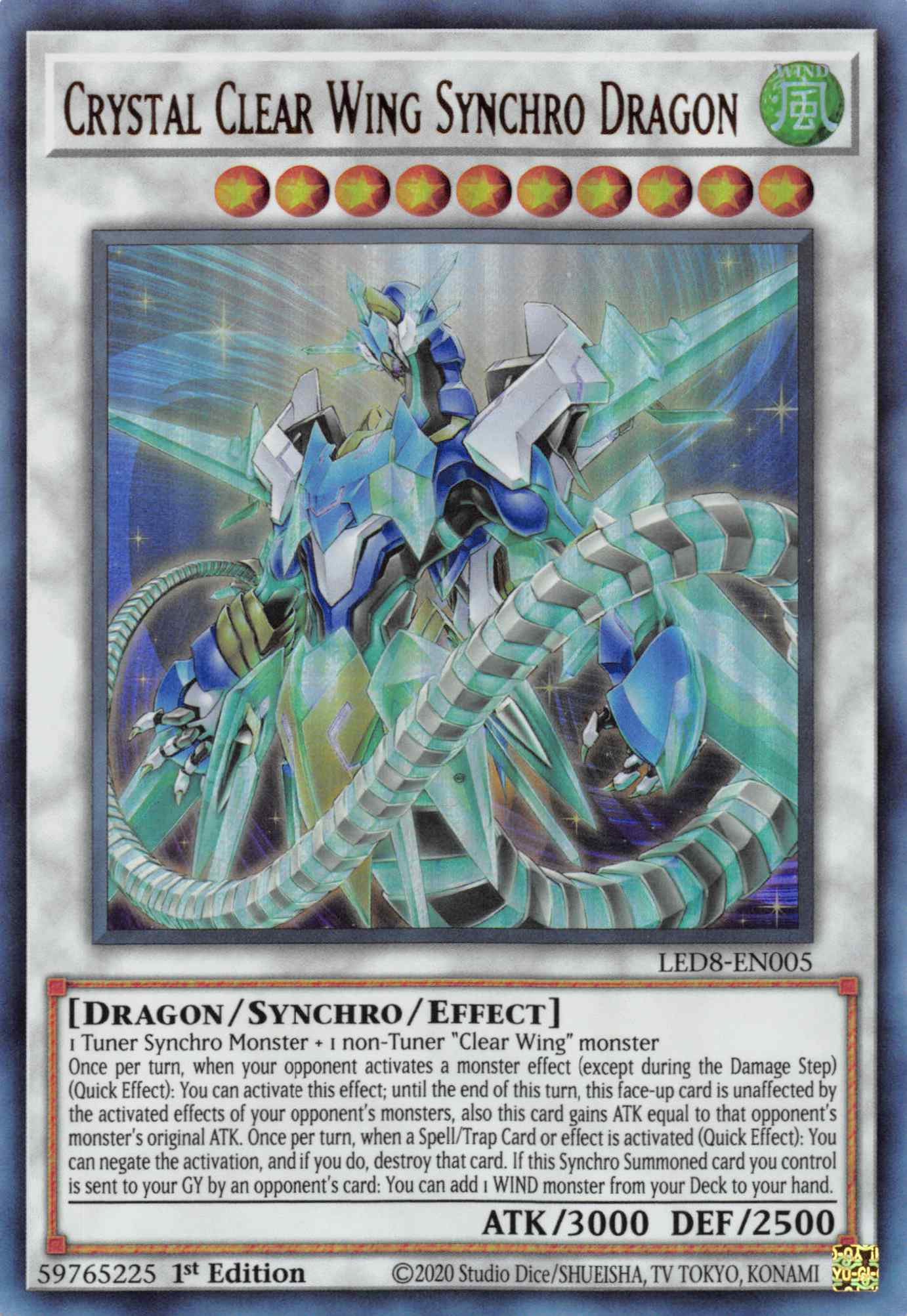 Crystal Clear Wing Synchro Dragon [LED8-EN005] Ultra Rare | Odin's Place