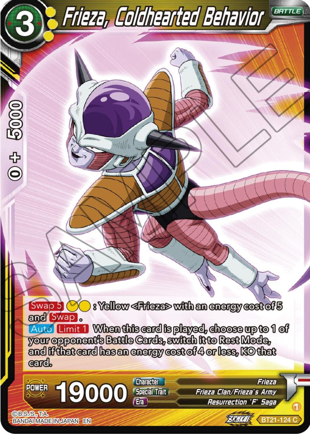 Frieza, Coldhearted Behavior (BT21-124) [Wild Resurgence] | Odin's Place
