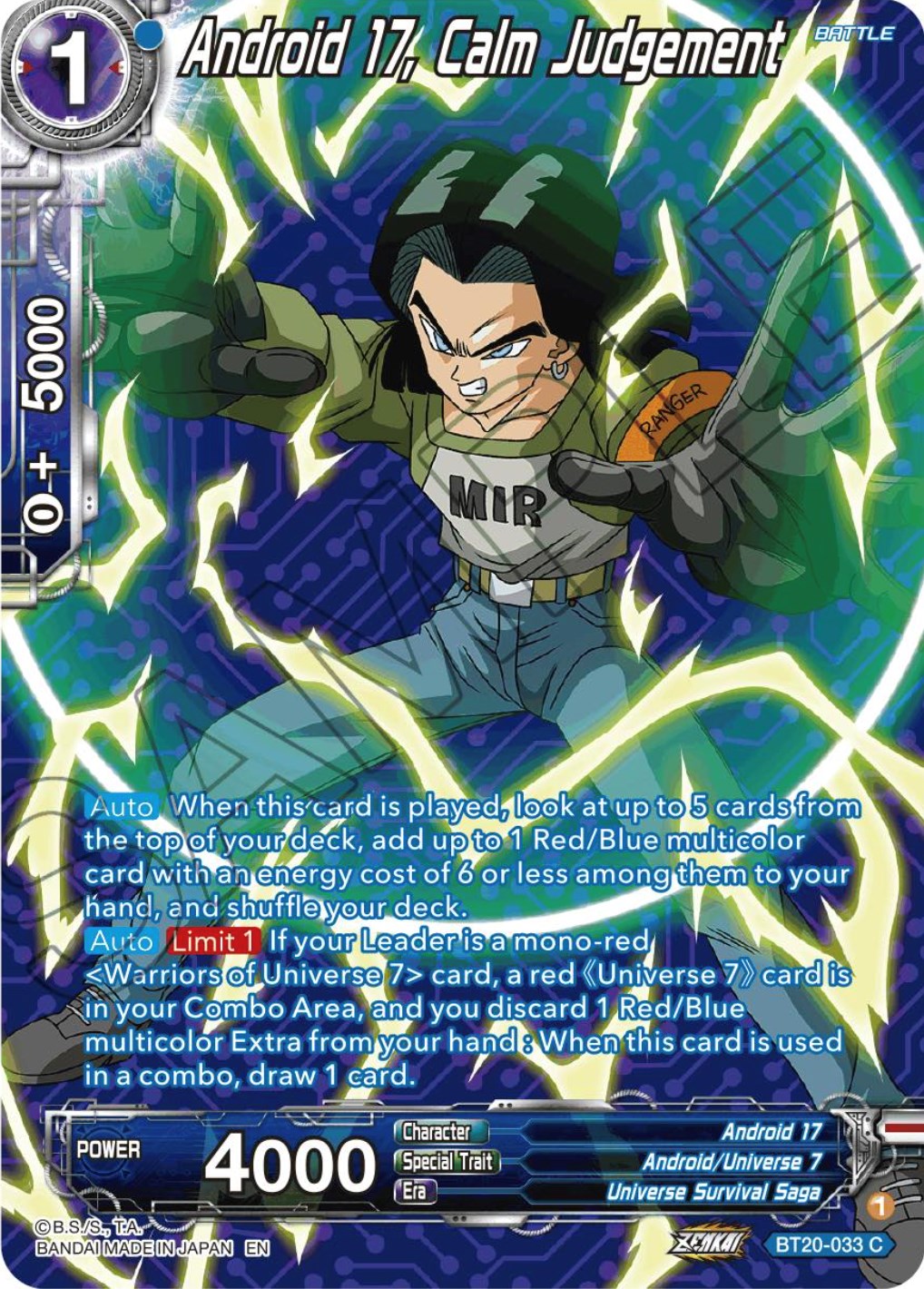 Android 17, Calm Judgement (Silver Foil) (BT20-033) [Power Absorbed] | Odin's Place