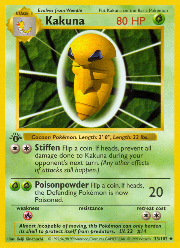 Kakuna (33/102) (Shadowless) [Base Set 1st Edition] | Odin's Place