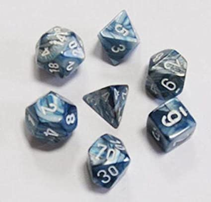 Chessex Lustrous Slate with White Poly 7 Set | Odin's Place