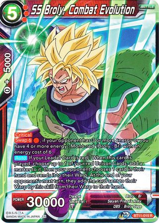 SS Broly, Combat Evolution (BT11-015) [Vermilion Bloodline 2nd Edition] | Odin's Place