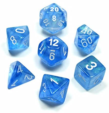 Chessex Borealis Sky Blue with White Poly 7 Set | Odin's Place