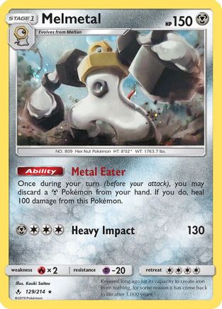 Melmetal (129/214) (Cosmos Holo) [Sun & Moon: Unbroken Bonds] | Odin's Place