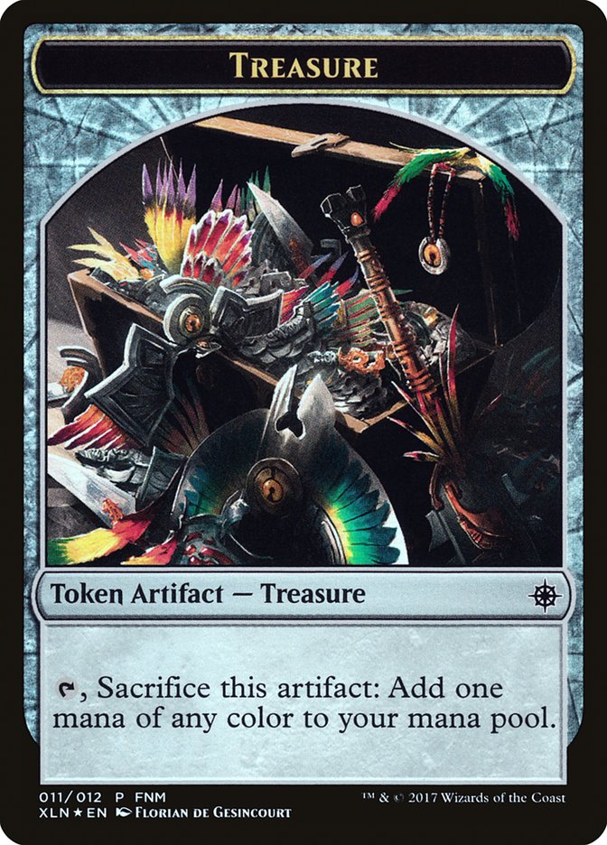 Dinosaur // Treasure Double-Sided Token [Friday Night Magic 2017] | Odin's Place