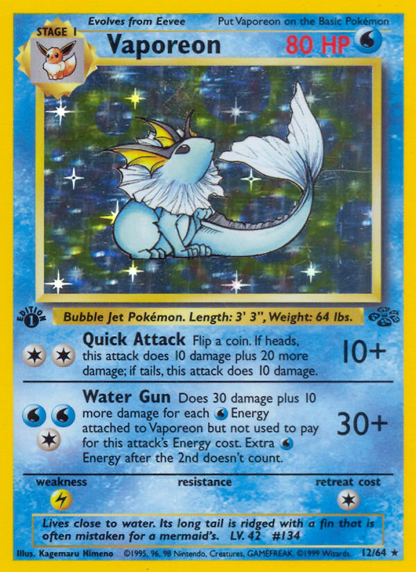 Vaporeon (12/64) [Jungle 1st Edition] | Odin's Place