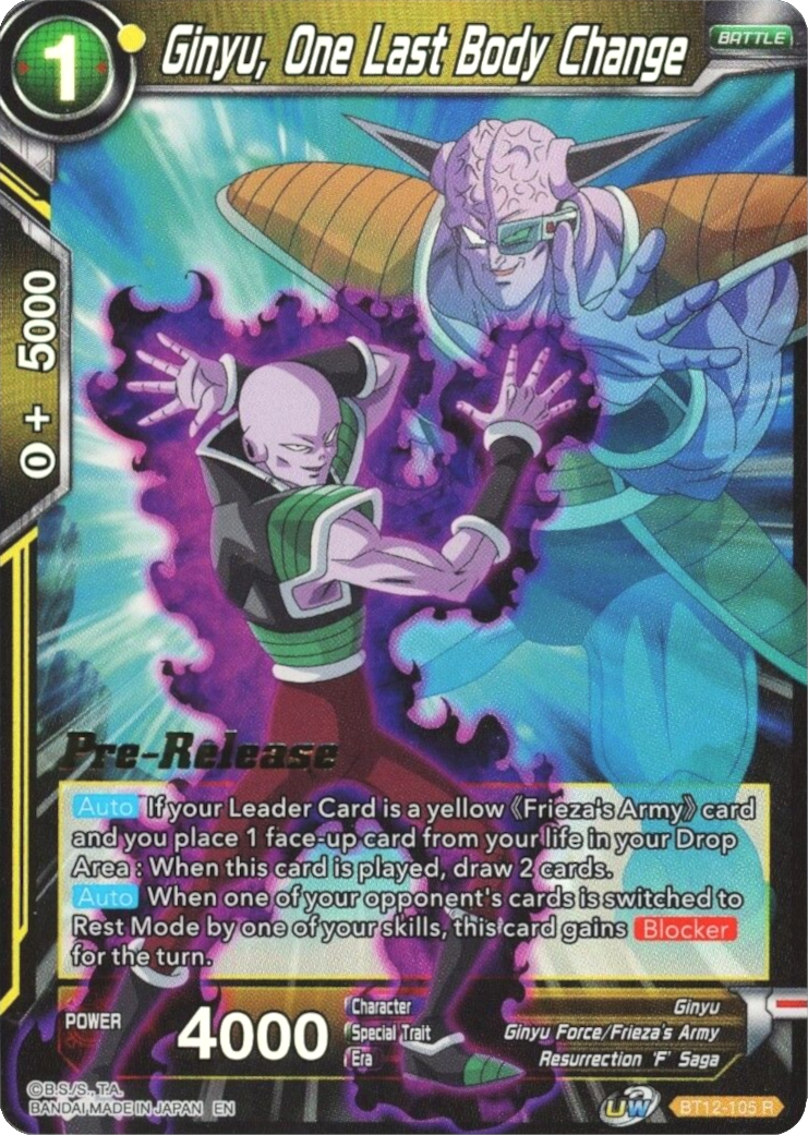 Ginyu, One Last Body Change (BT12-105) [Vicious Rejuvenation Prerelease Promos] | Odin's Place