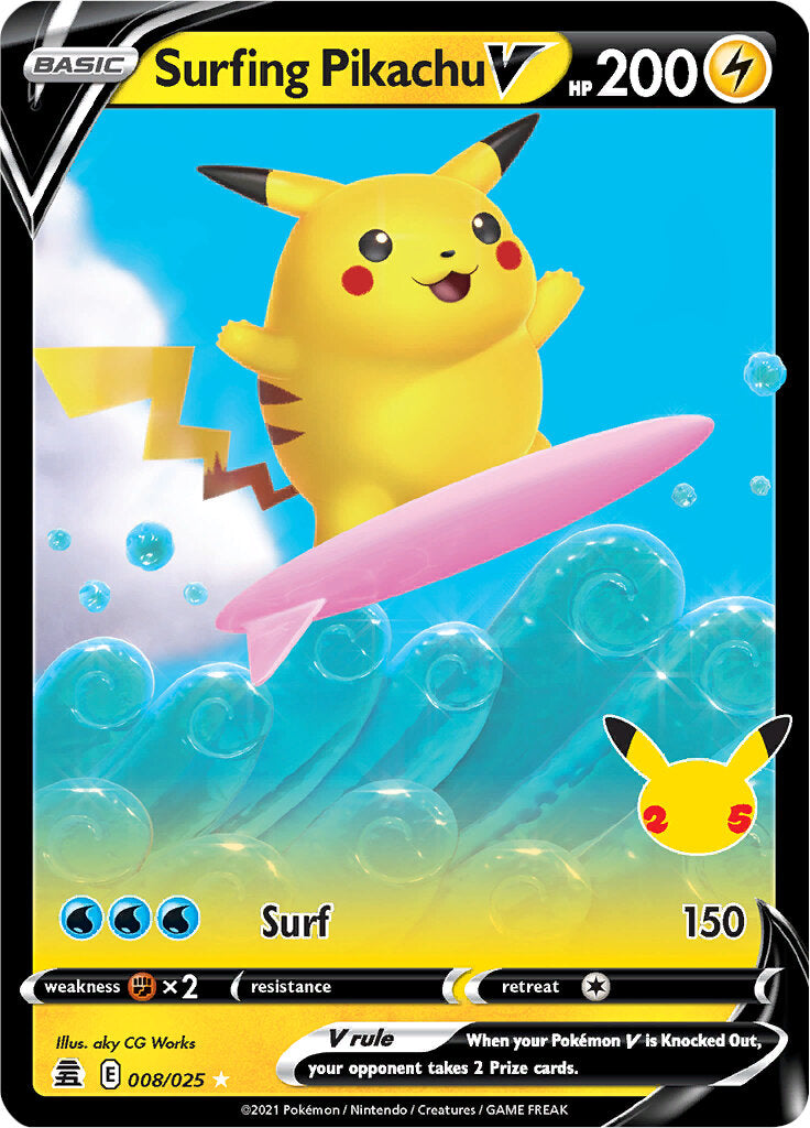 Surfing Pikachu V (008/025) [Celebrations: 25th Anniversary] | Odin's Place