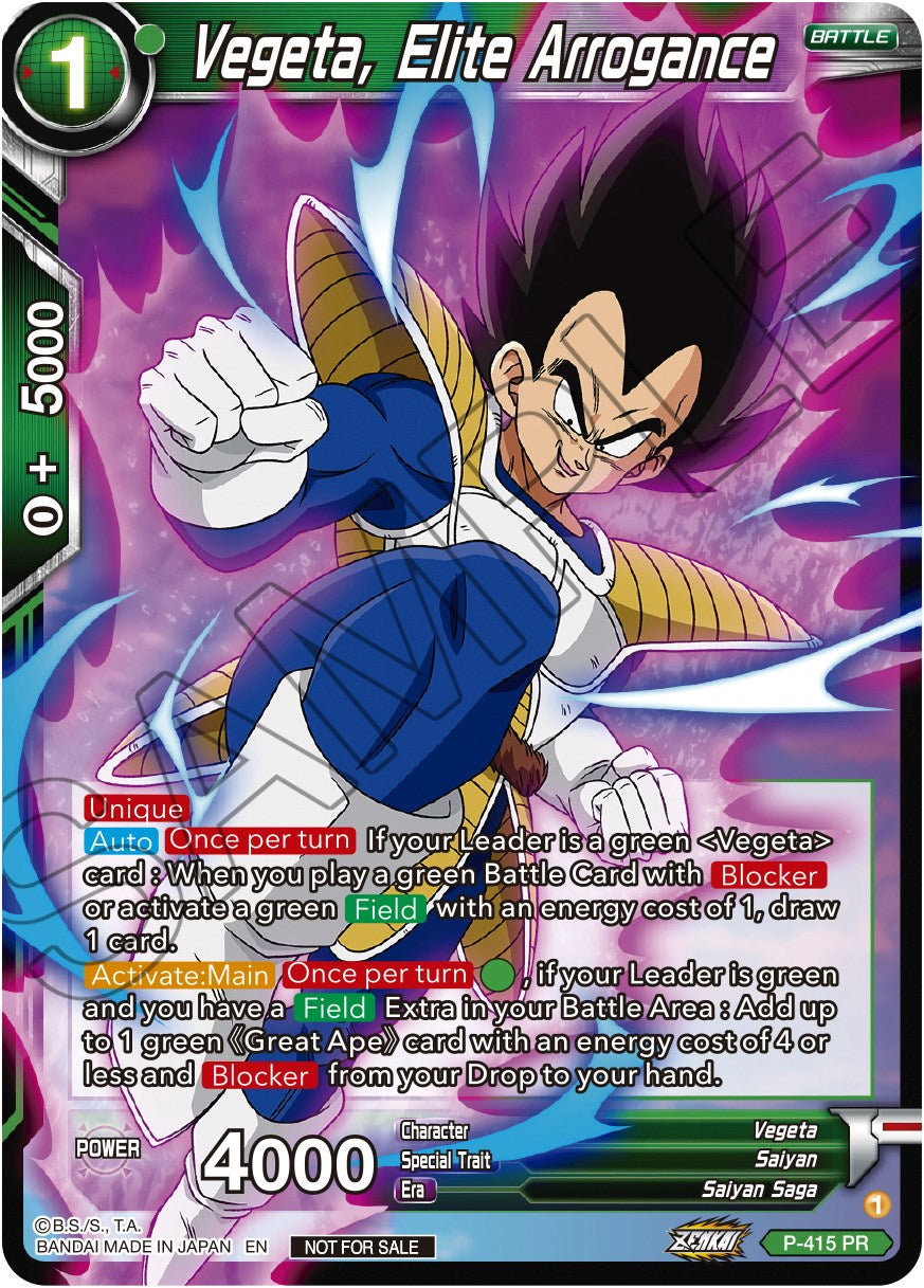 Vegeta, Elite Arrogance (Zenkai Series Tournament Pack Vol.1) (P-415) [Tournament Promotion Cards] | Odin's Place