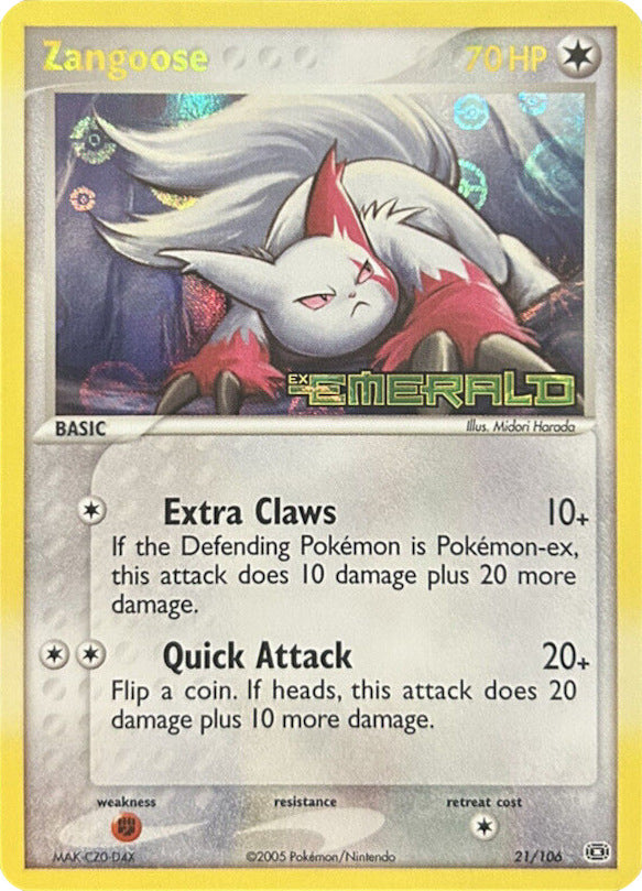 Zangoose (21/106) (Stamped) [EX: Emerald] | Odin's Place