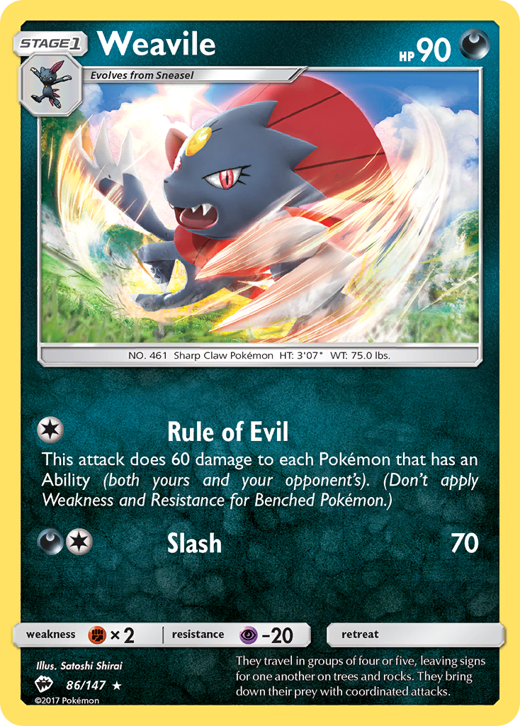 Weavile (86/147) [Sun & Moon: Burning Shadows] | Odin's Place