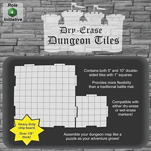 Dry Erase Dungeon Tiles - Combo Pack of Four 10` and Sixteen 5` Interlocking Tiles | Odin's Place