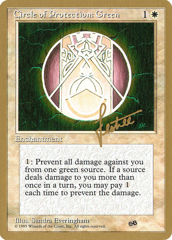 Circle of Protection: Green (Bertrand Lestree) (SB) (4ED) [Pro Tour Collector Set] | Odin's Place