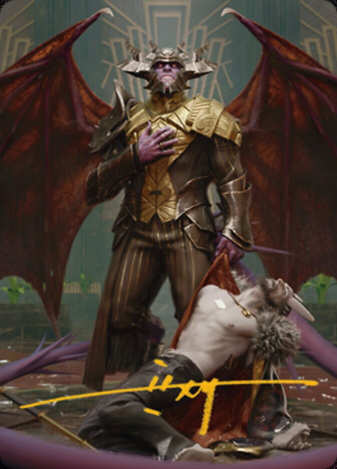 Ob Nixilis, the Adversary 1 Art Card (Gold-Stamped Signature) [Streets of New Capenna Art Series] | Odin's Place