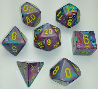 Chessex Dice Menagerie 9 Festive Poly Mosaic Yellow Poly 7 Set | Odin's Place