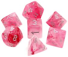 Chessex Dice Menagerie 9 Ghostly Glow Poly Pink/Silver Poly 7 Set | Odin's Place