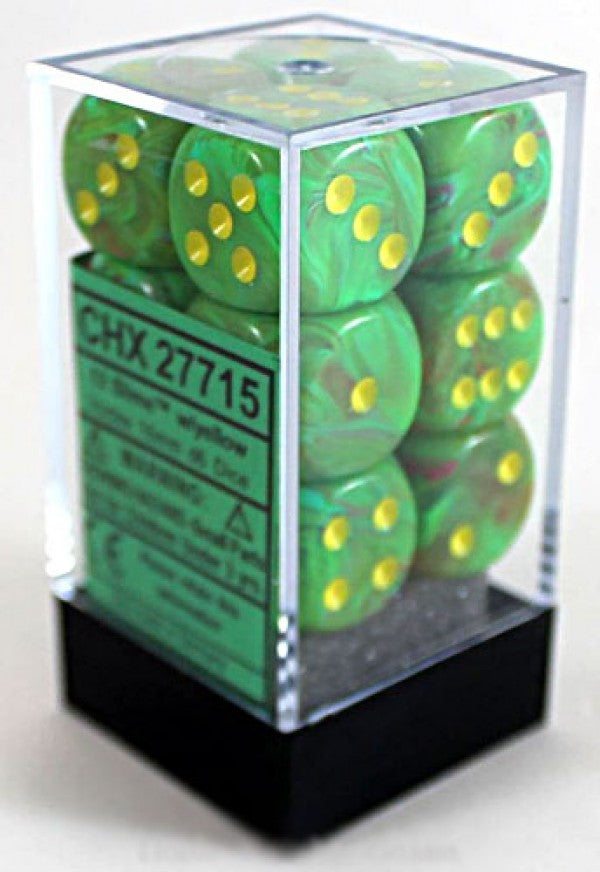 Chessex Dice Menagerie 9 Vortex16mm D6 Slime Yellow 12 ct | Odin's Place