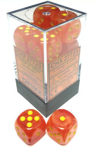 Chessex Dice Menagerie 9 Ghostly Glow 16mm D6 Orange/Yellow 12 ct | Odin's Place