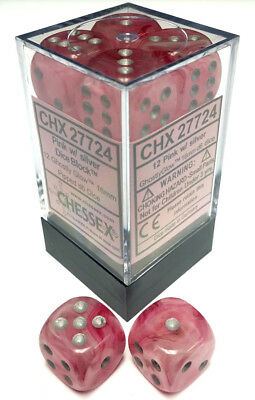 Chessex Dice Menagerie 9 Ghostly Glow16mm D6 Pink/Silver 12 ct | Odin's Place