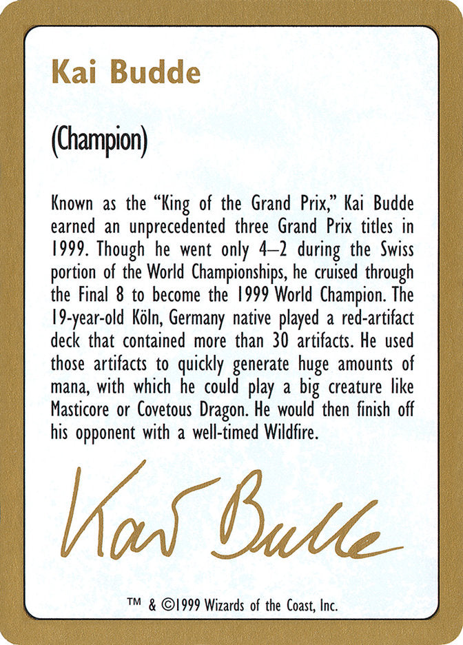 Kai Budde Bio [World Championship Decks 1999] | Odin's Place