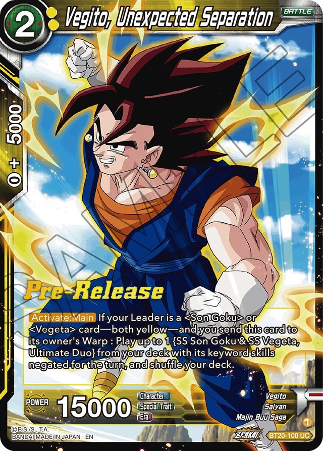 Vegito, Unexpected Separation (BT20-100) [Power Absorbed Prerelease Promos] | Odin's Place