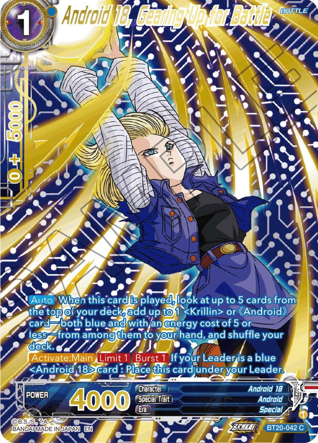 Android 18, Gearing Up for Battle (Gold-Stamped) (BT20-042) [Power Absorbed] | Odin's Place