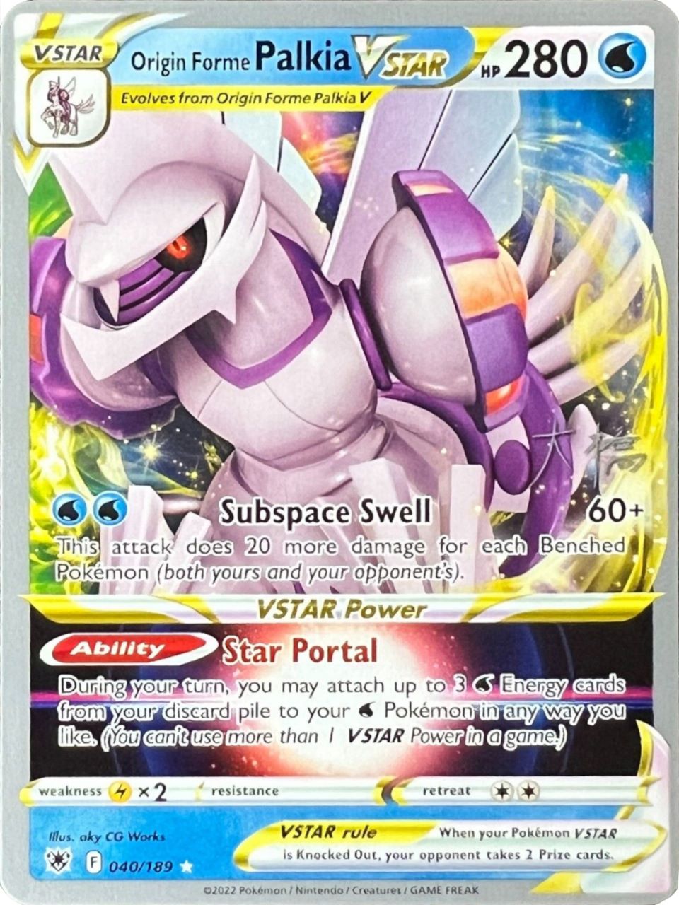 Origin Forme Palkia VSTAR (040/189) (Ice Rider Palkia - Rikuto Ohashi) [World Championships 2022] | Odin's Place