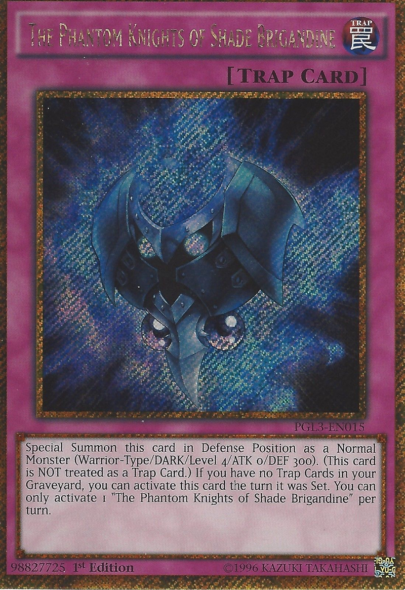 The Phantom Knights of Shade Brigandine [PGL3-EN015] Gold Secret Rare | Odin's Place