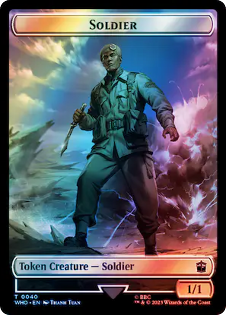 Soldier // Cyberman Double-Sided Token (Surge Foil) [Doctor Who Tokens] | Odin's Place