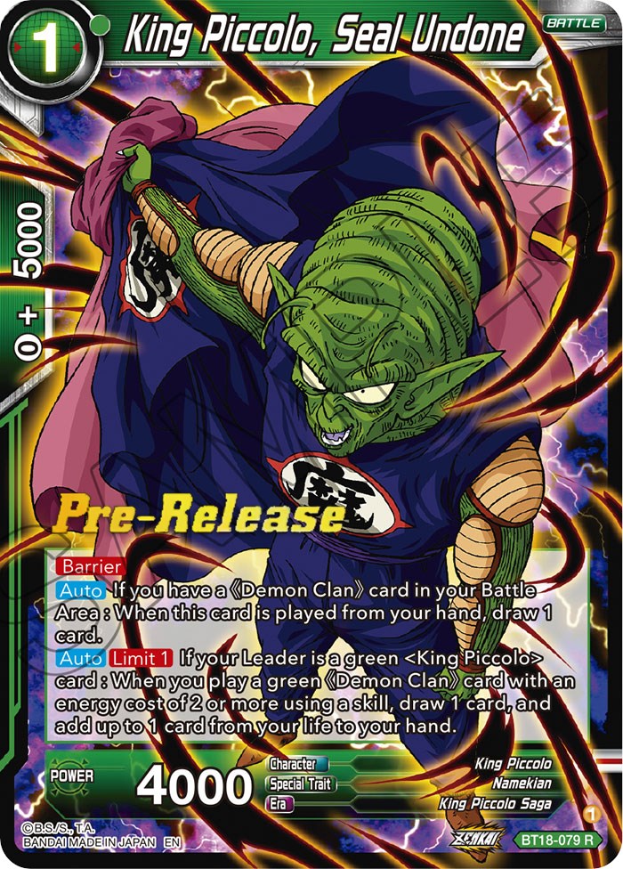 King Piccolo, Seal Undone (BT18-079) [Dawn of the Z-Legends Prerelease Promos] | Odin's Place