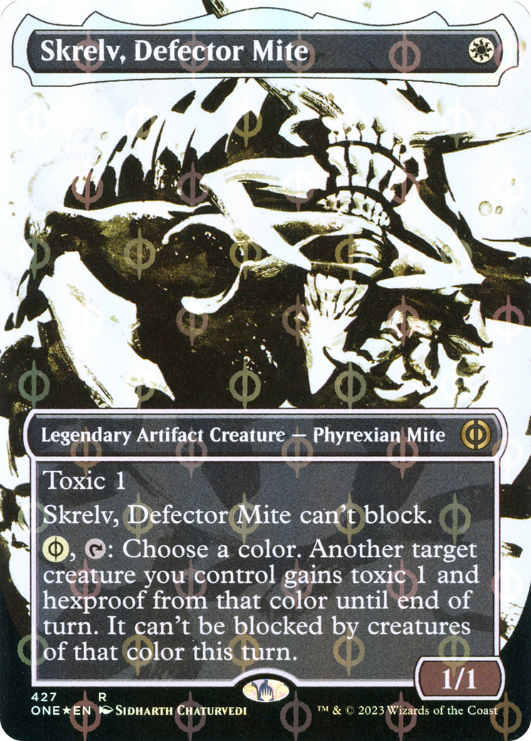 Skrelv, Defector Mite (Borderless Ichor Step-and-Compleat Foil) [Phyrexia: All Will Be One] | Odin's Place
