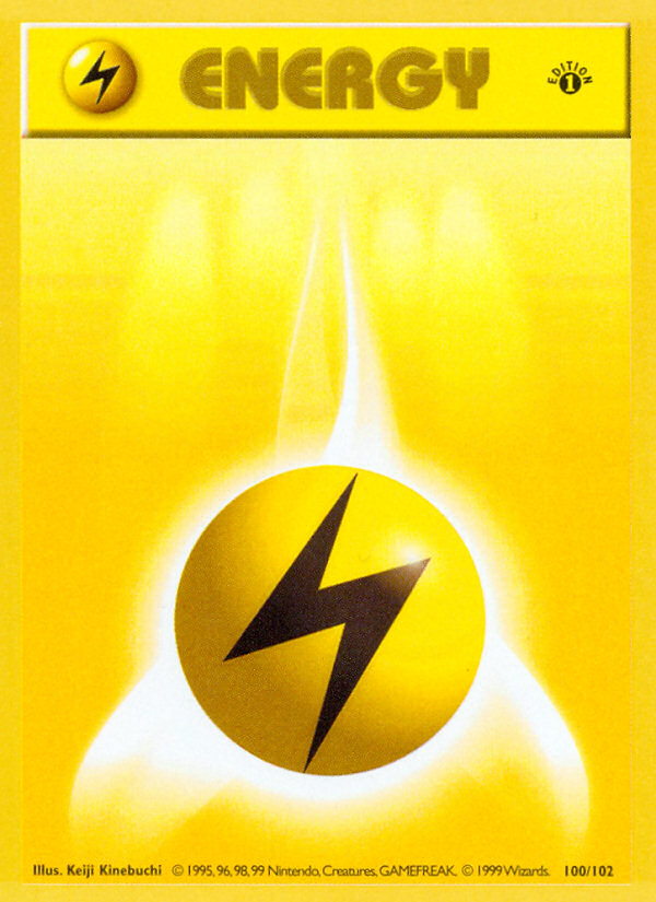 Lightning Energy (100/102) (Shadowless) [Base Set 1st Edition] | Odin's Place