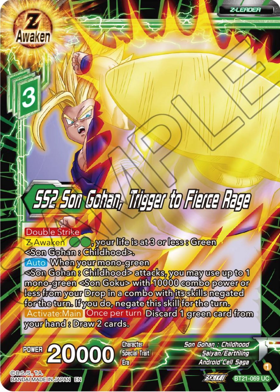 SS2 Son Gohan, Trigger to Fierce Rage (BT21-069) [Wild Resurgence] | Odin's Place