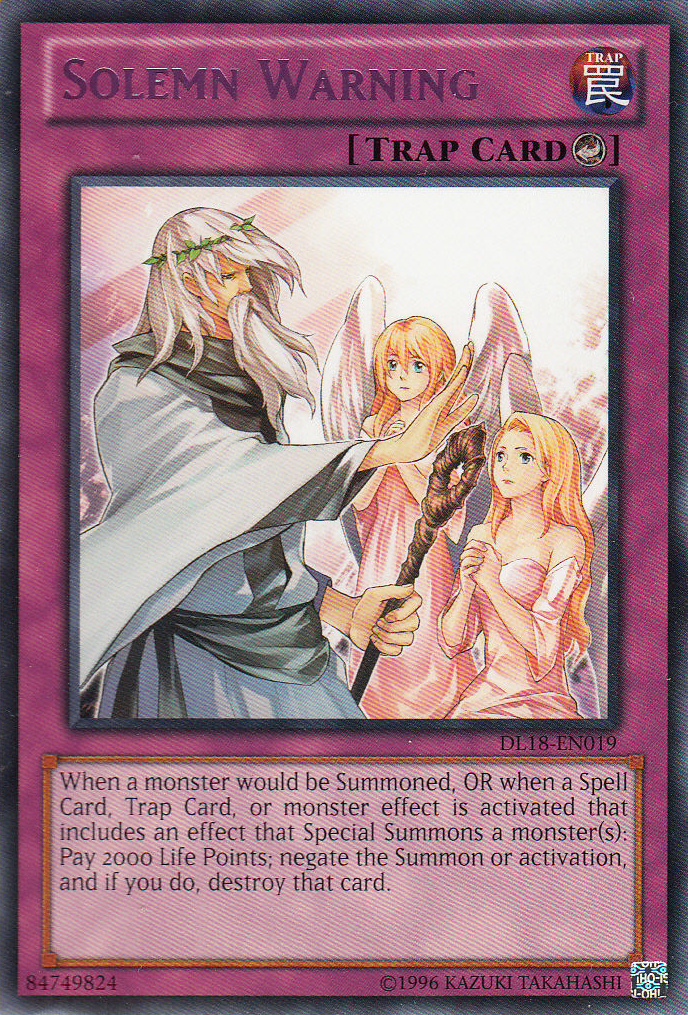 Solemn Warning (Purple) [DL18-EN019] Rare | Odin's Place