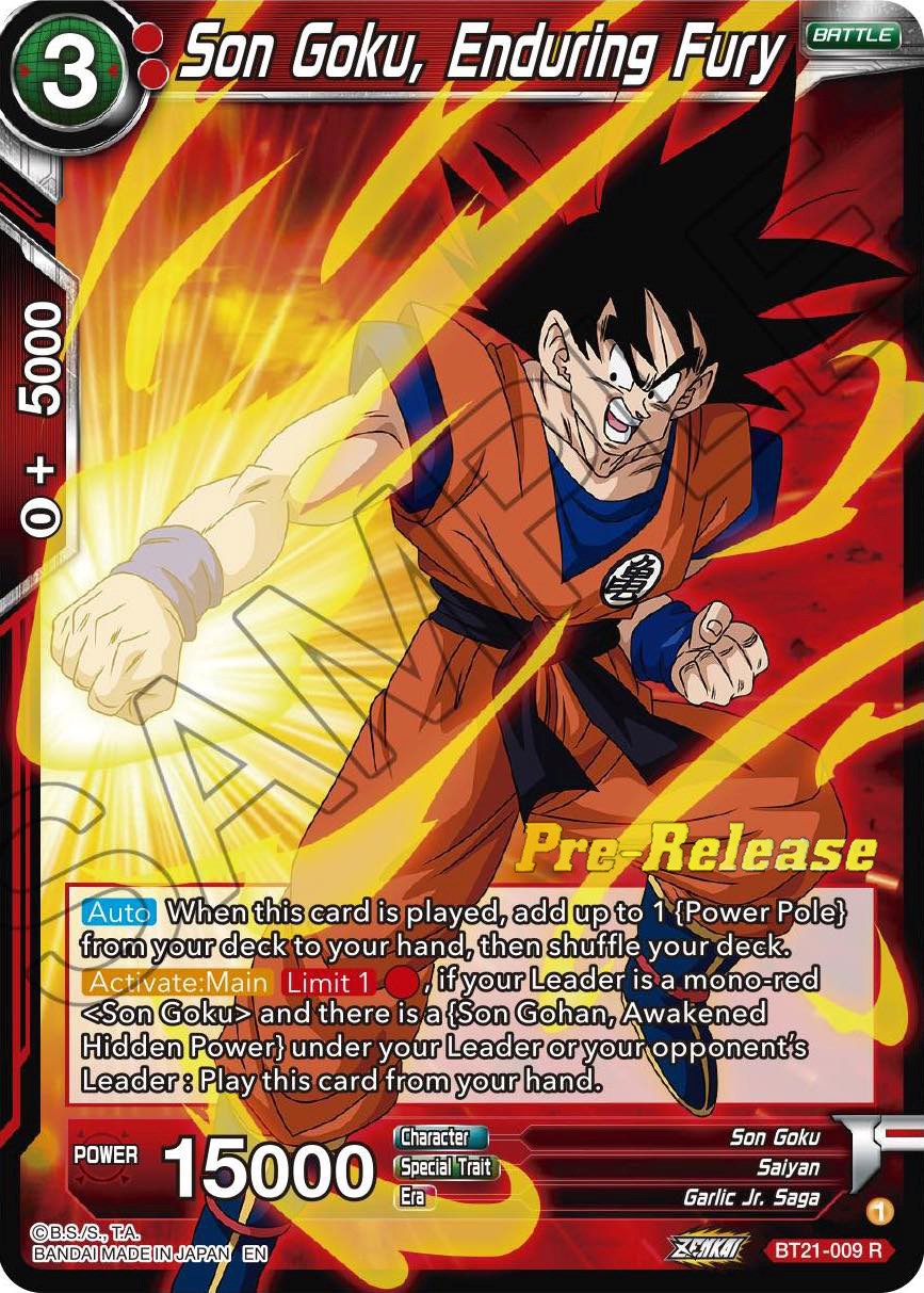 Son Goku, Enduring Fury (BT21-009) [Wild Resurgence Pre-Release Cards] | Odin's Place