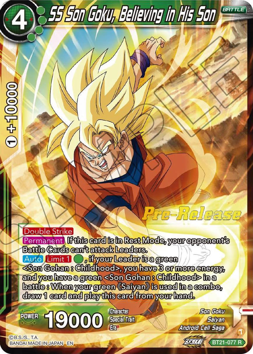 SS Son Goku, Believing in His Son (BT21-077) [Wild Resurgence Pre-Release Cards] | Odin's Place