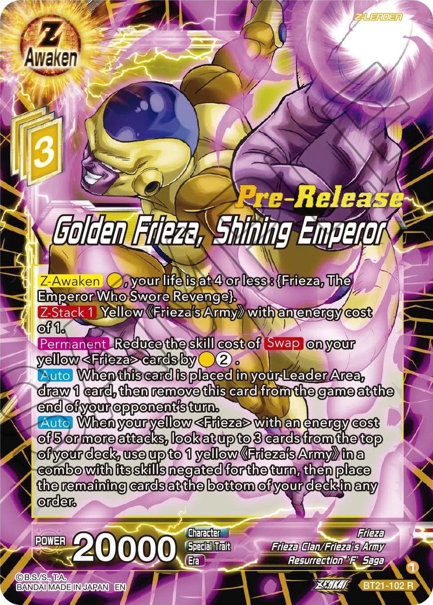 Golden Frieza, Shining Emperor (BT21-102) [Wild Resurgence Pre-Release Cards] | Odin's Place