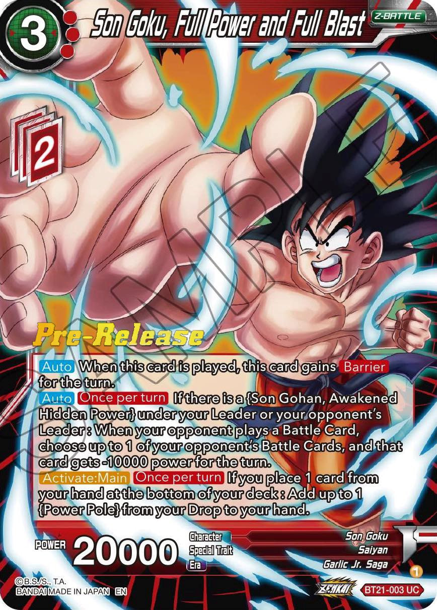 Son Goku, Full Power and Full Blast (BT21-003) [Wild Resurgence Pre-Release Cards] | Odin's Place