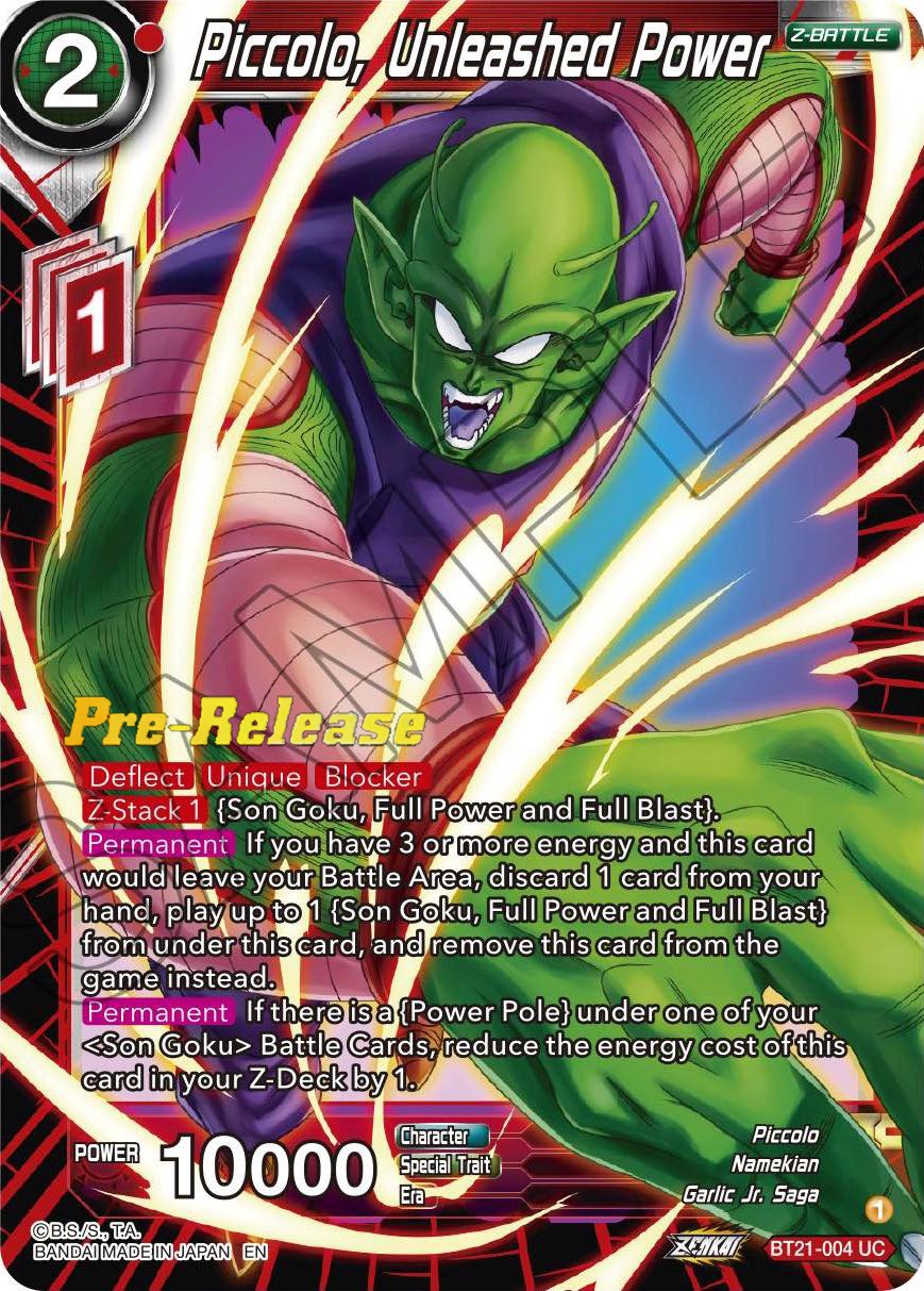Piccolo, Unleashed Power (BT21-004) [Wild Resurgence Pre-Release Cards] | Odin's Place