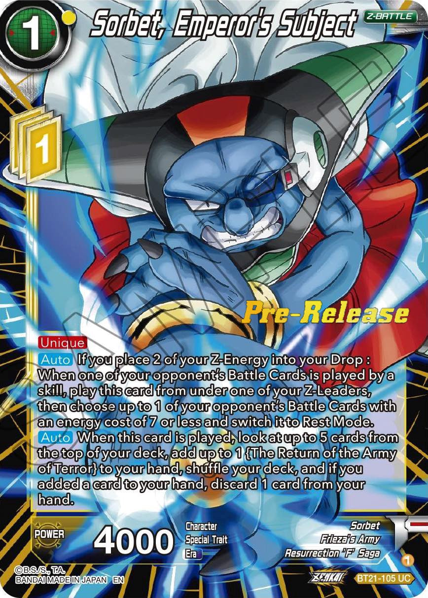 Sorbet, Emperor's Subject (BT21-105) [Wild Resurgence Pre-Release Cards] | Odin's Place