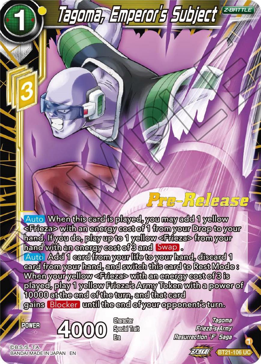 Tagoma, Emperor's Subject (BT21-106) [Wild Resurgence Pre-Release Cards] | Odin's Place