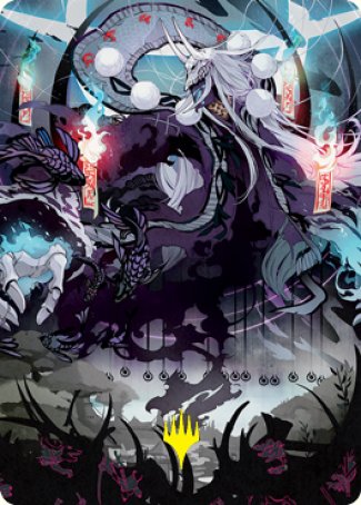 Echo of Death's Wail Art Card (Gold-Stamped Signature) [Kamigawa: Neon Dynasty Art Series] | Odin's Place