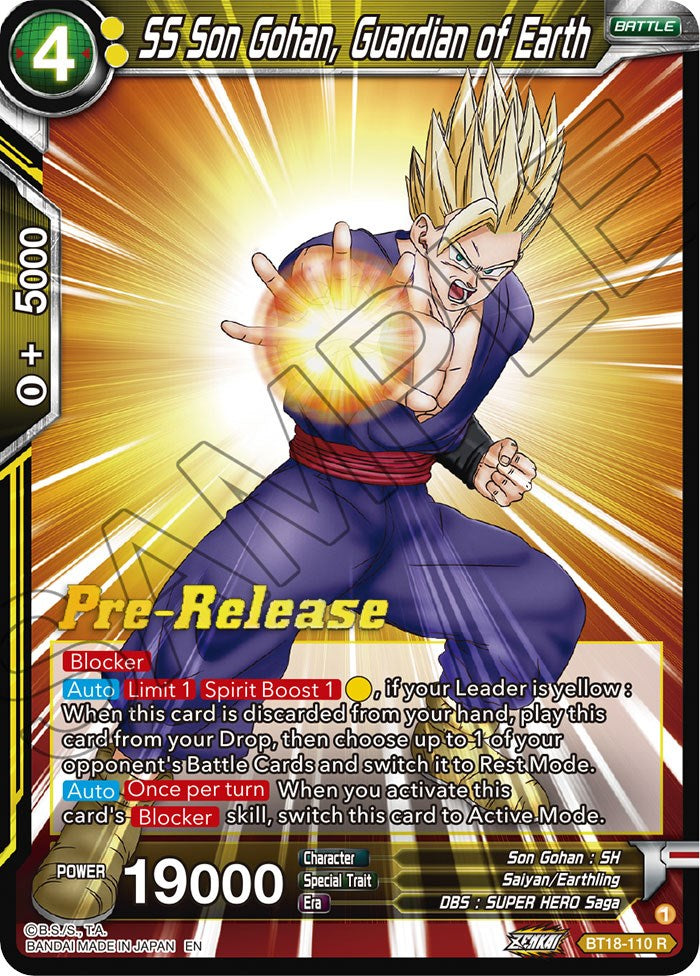 SS Son Gohan, Guardian of Earth (BT18-110) [Dawn of the Z-Legends Prerelease Promos] | Odin's Place